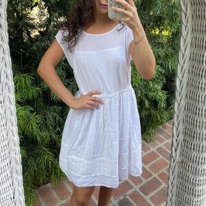 White Old Navy boho summer sheer mini dress sz L